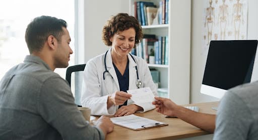 Doctor preparing a confidential visit note